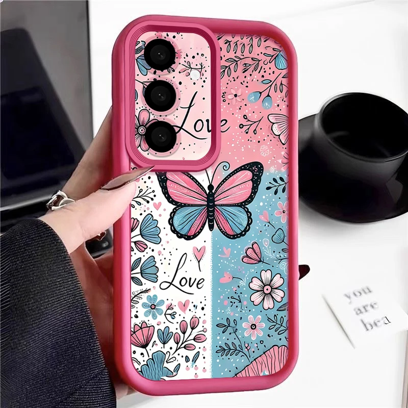 Blue Pink Butterfly Floral Phone Case