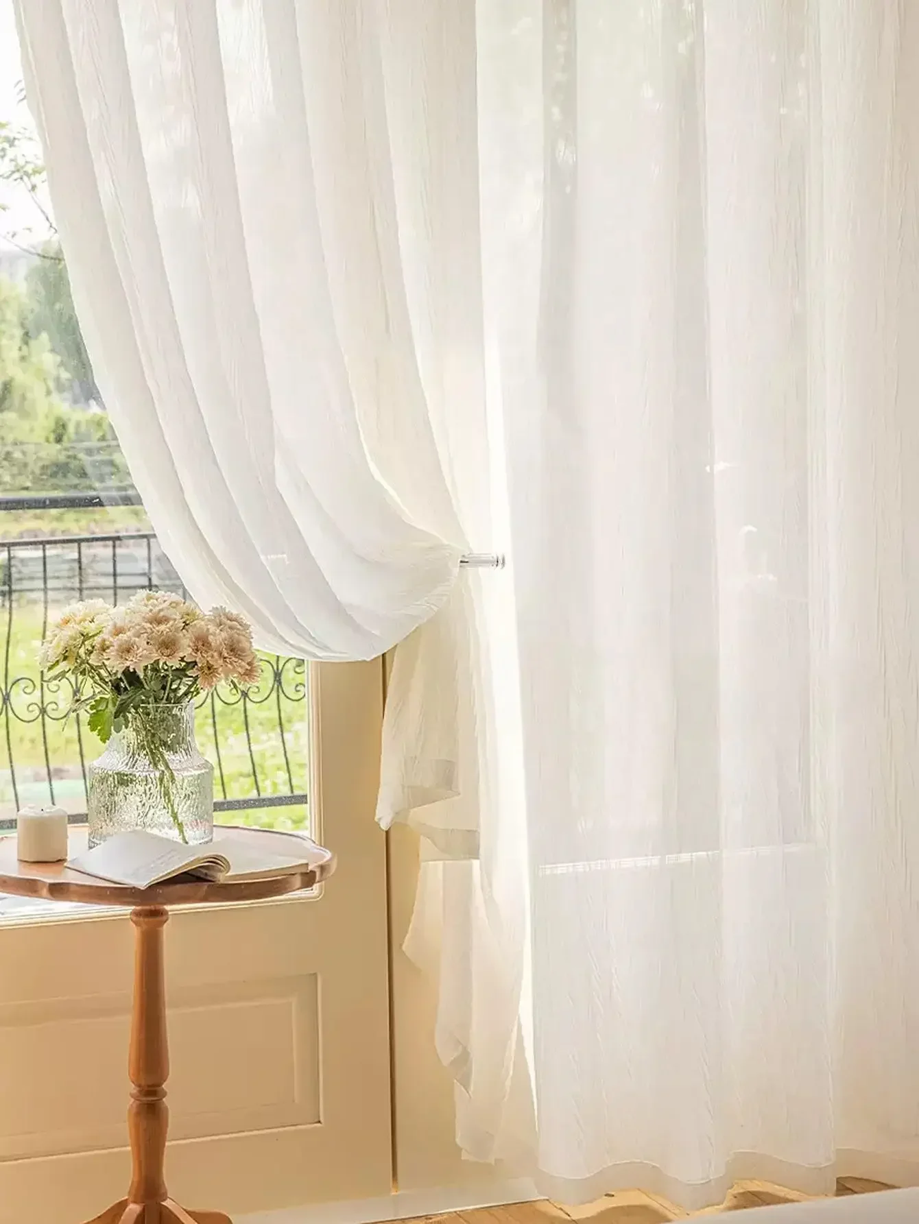 2025 New Living Room And Bedroom Gauze Curtain 1PC French Classic Swallowtail Gauze 3