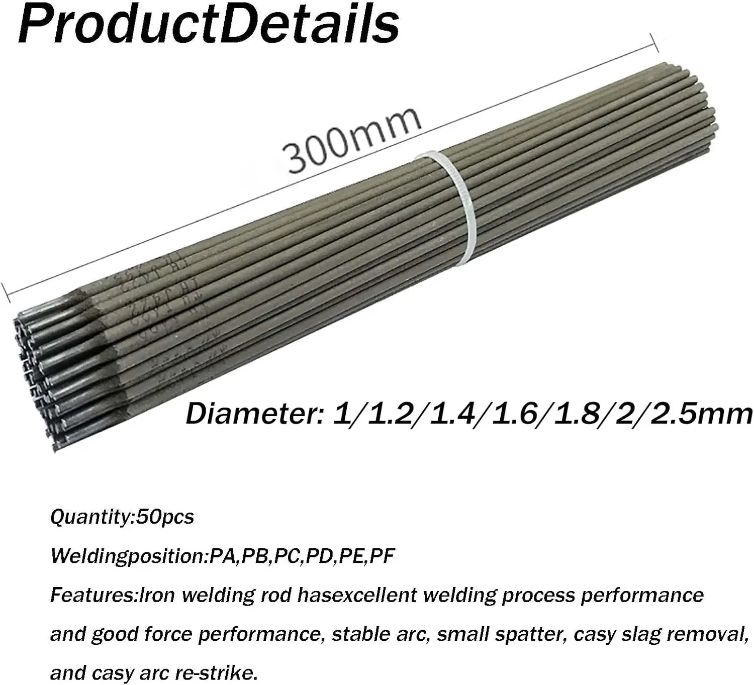 J422 Welding Rods 2.0mm/2.5mm,Mild Steel Electrodes,All Position Stick Rods,Smooth Welding Performance,Ideal for DIY and Repair