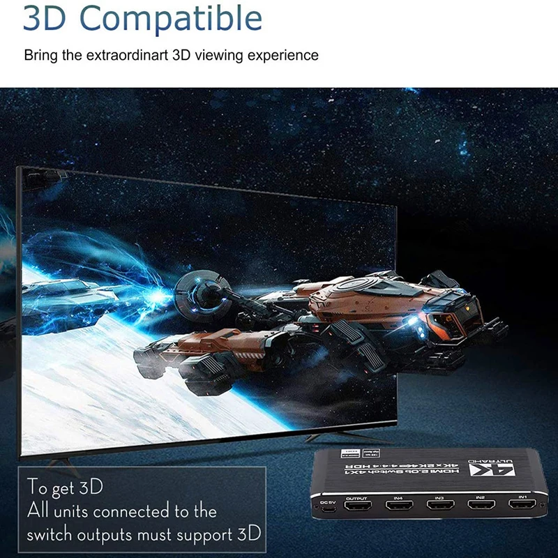 KuWFi-4K 60HZ HDMI ġ, 4  1 ƿ HDMI 2.0 й ñ IR    PS4 Xbox TV ƽ HDCP 2.2