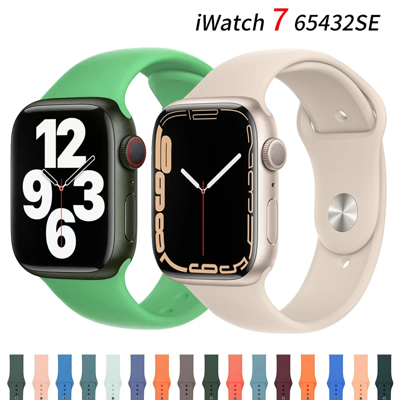 Silicone Strap For Apple Watch Band 44mm 40mm 41mm 38mm 45mm Smartwatch Rubber Sports Watchband Belt Bracelet iWatch 7 6 se 5 4