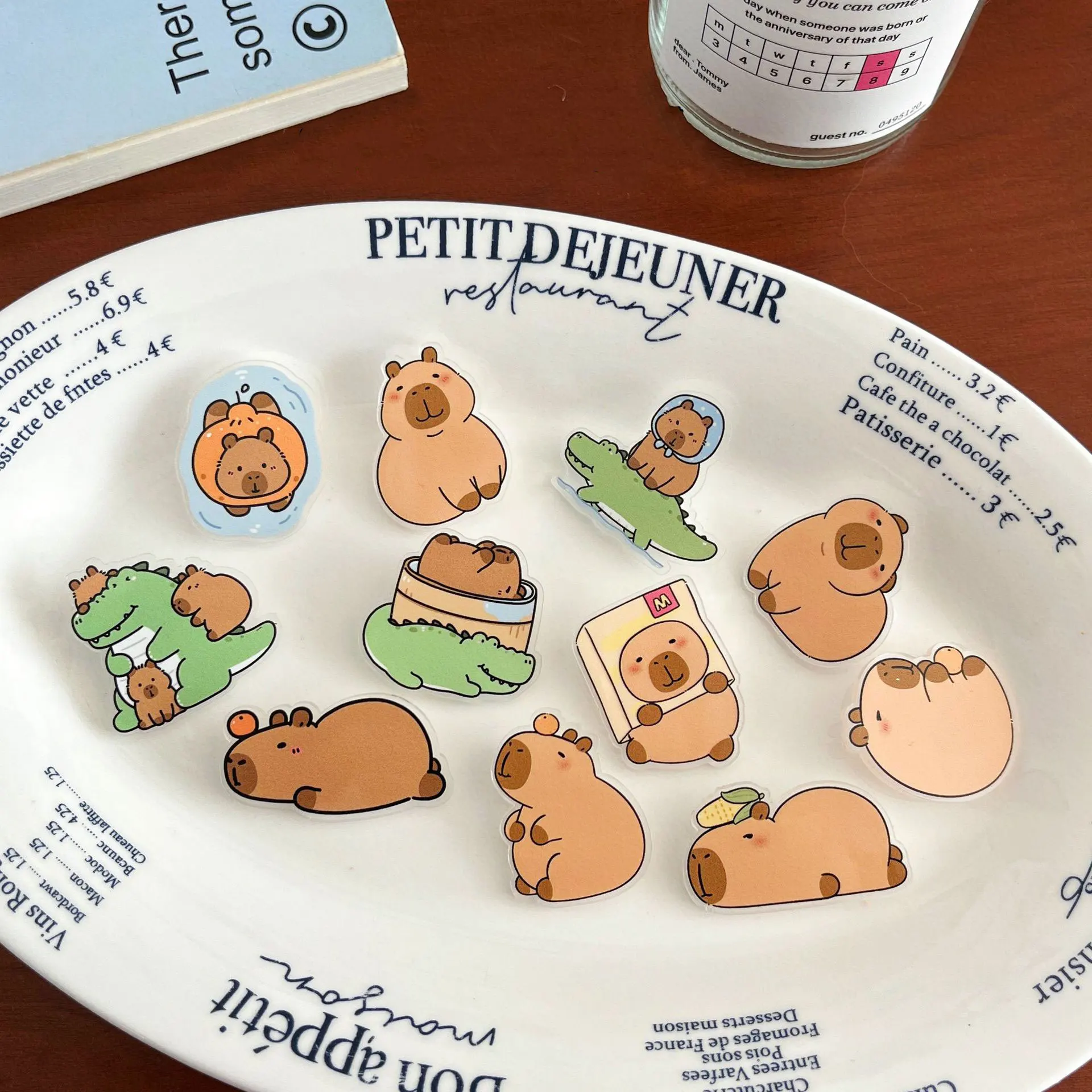 11pcs Capybara Brooch Party Favors Festive Supplies Cartoon Cute Animal Badges Acrylic Colored Accessories Birthday Party Gifts