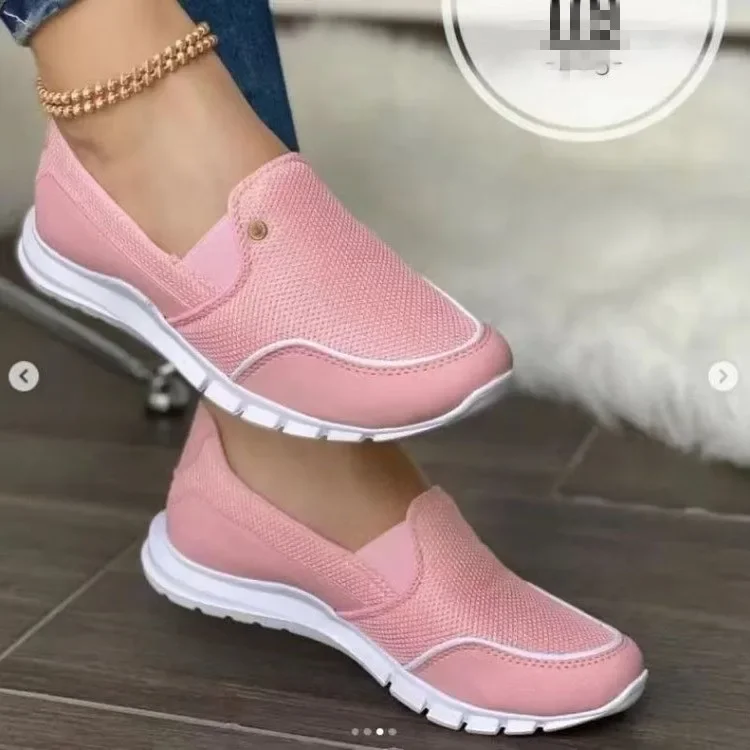 Women's Loafers New Slip-On Flats Shoes Breathable Mesh Casual Shoes Female Sneakers Comfort Light Vulcanized 35-43