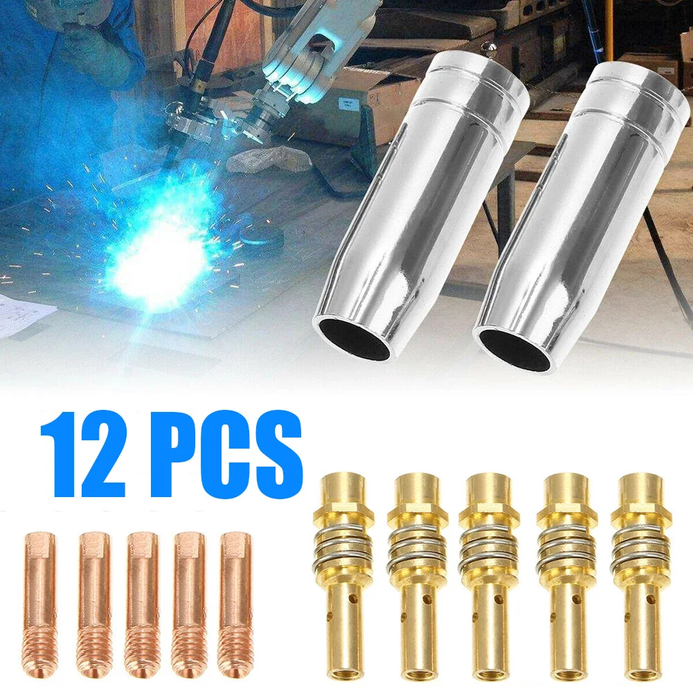 12PCS Protection Nozzle Two Protection Welding Gun Accessories Protective Sleeve 15AK Contact Nozzle Protection Nozzle