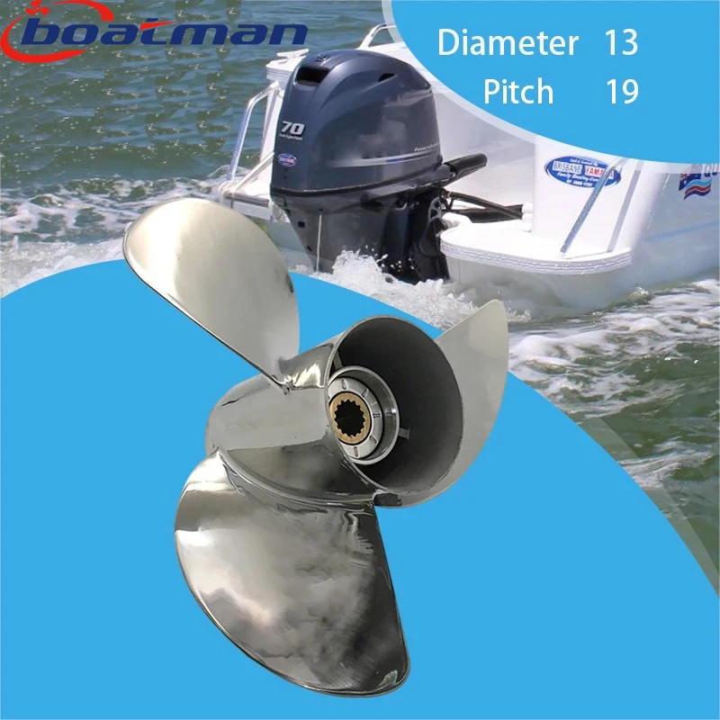 Boat Outboard Propeller 13x19 For Yamaha Motor 4 Stroke 50-130HP Stainless Steel 15 Tooth Spline Engine Part  688-45970-03-98