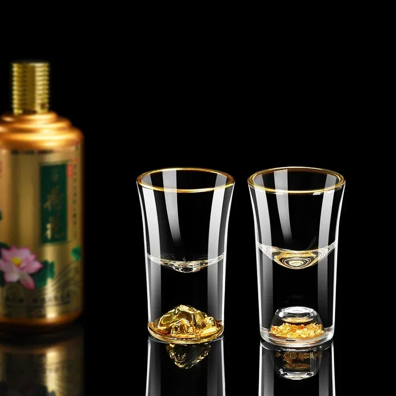6Pcs Crystal Vodka Shot Glass 0.5oz Mini Size Gold Leaf Wine Glasses Spirits Japanese Sake Korean Soju Brandy Shot Cup wine cup wine glass spirits cup drinking glasses