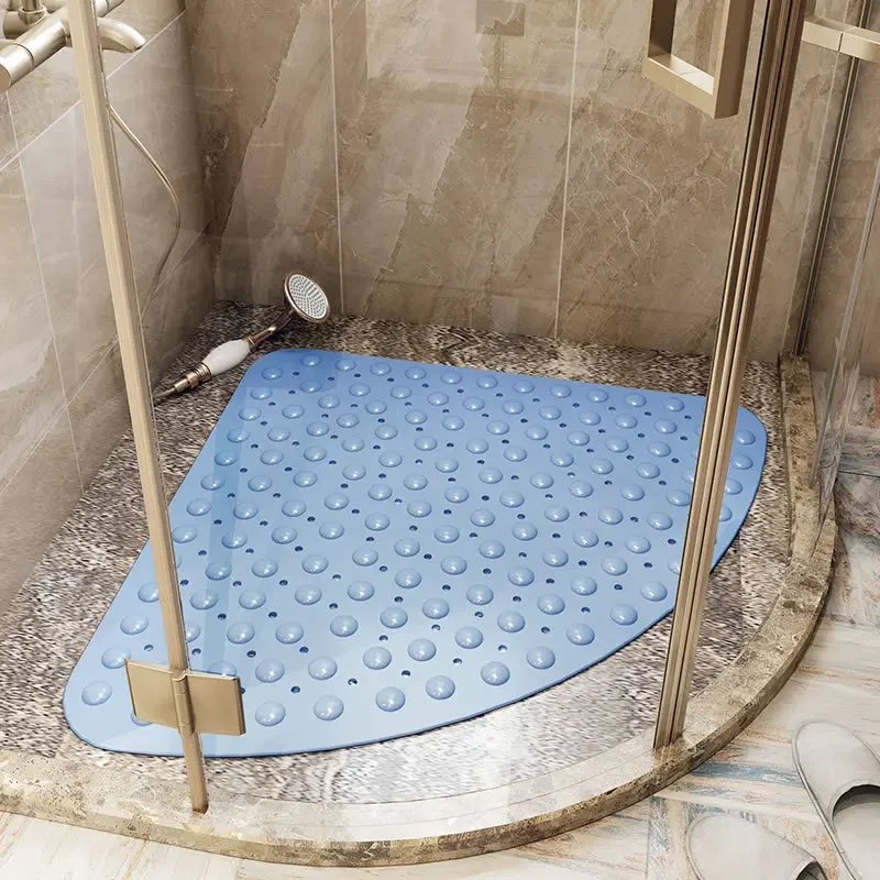 Wansiman Tappeto Antiscivolo per Doccia Angolare,Tappetino da Bagno Triangolare in Gomma,Tappetini Antiscivolo Doccia Angolare,Morbido E Confortevole,Quarto di Cerchione,Ventose,Lavabile,per Bagno,WC