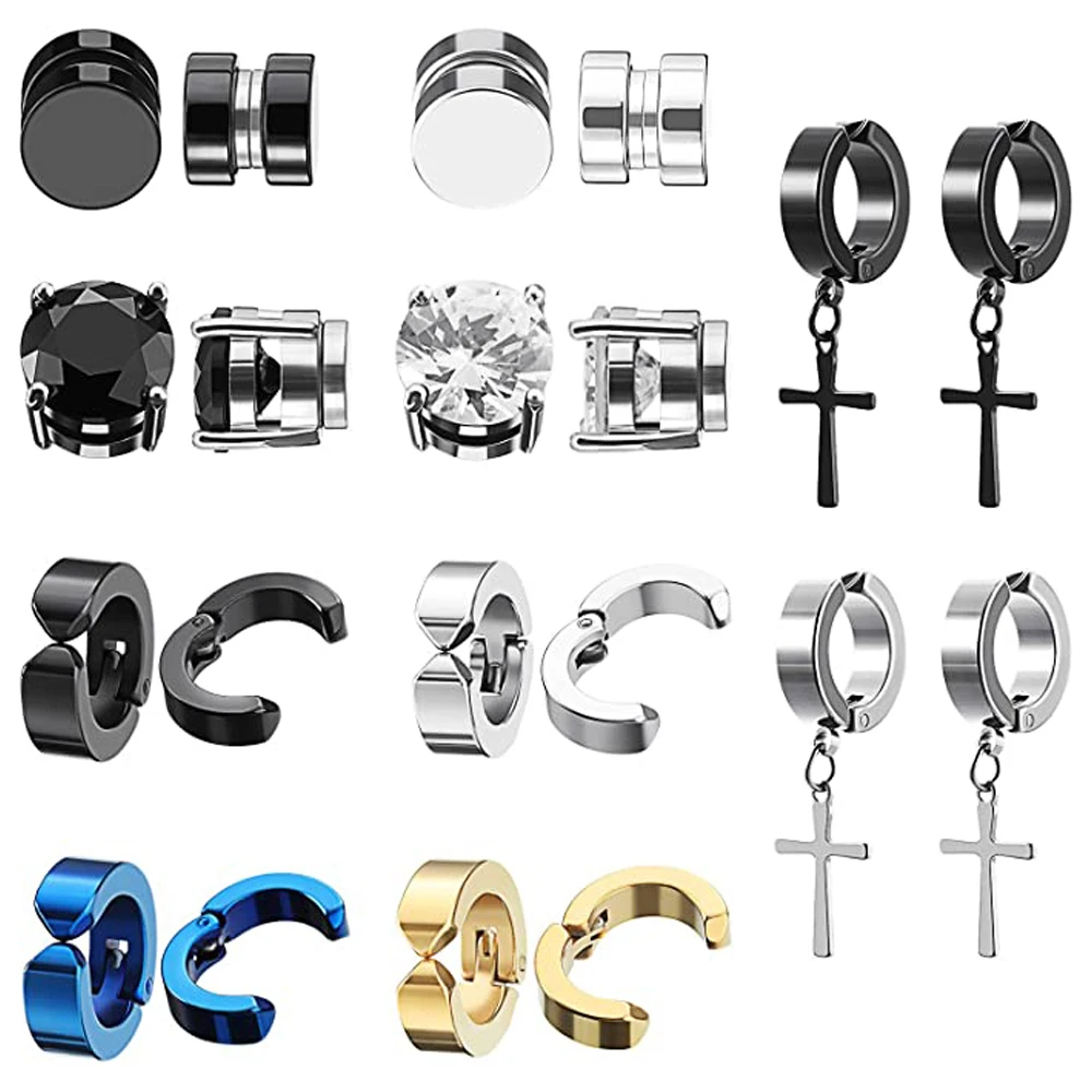 2pcs Punk Mens Strong Magnet Magnetic Ear Stud Set Non Piercing ...