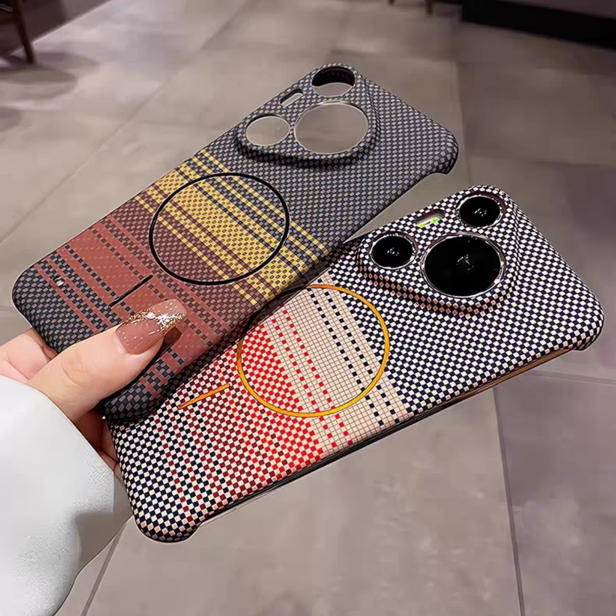 Frameless Kevlar Carbon Fiber Pattern Magnetic Case with MagSafe Charging Compatibility