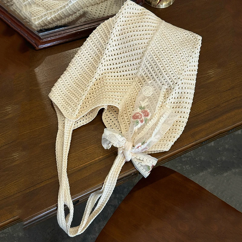 Hollow Out Large Capacity Ribbon Decoration Shoulder Bags Female Bags New Beach Vacation Women's Handbags