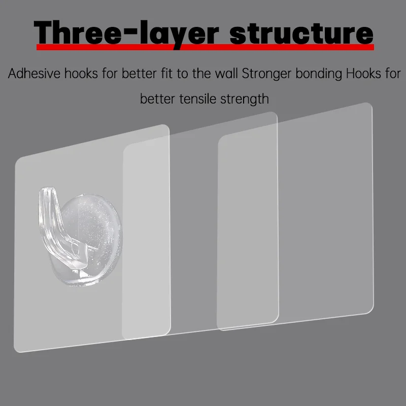 Transparent Self Adhesive Hooks Wall Suction Storage Holder Door Wall Mounted Hanger Hook Self Adhesive Hook for Keys Bathroom 2