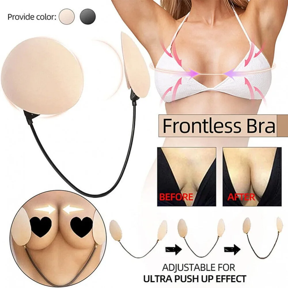 

Kit Push Up Backless Strapless U-Shaped Bra Frontless Bra Gathering Nipple Stickers Deep Plunge Bra Invisible Bra