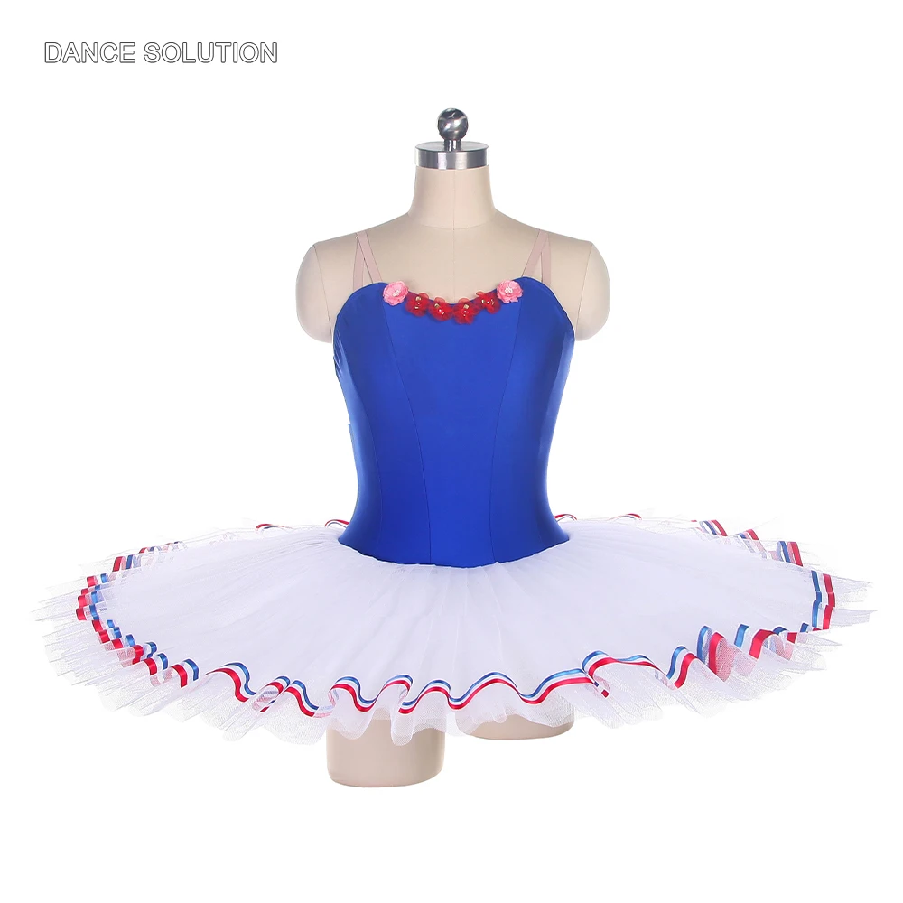 

Royal Blue Spandex Bodice with White Pancake Tutu Skirt Suspender Ballet Costumes for Women & Girls Performance Dancewear BLL487