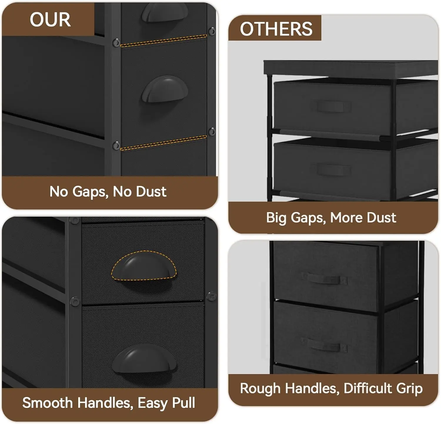 LASZOLA 5 Drawer Narrow Dresser Slim Cabinet Skinny Storage Tower Chest, Ideal for Small Spaces Bathroom Bedroom, Between Washer 6