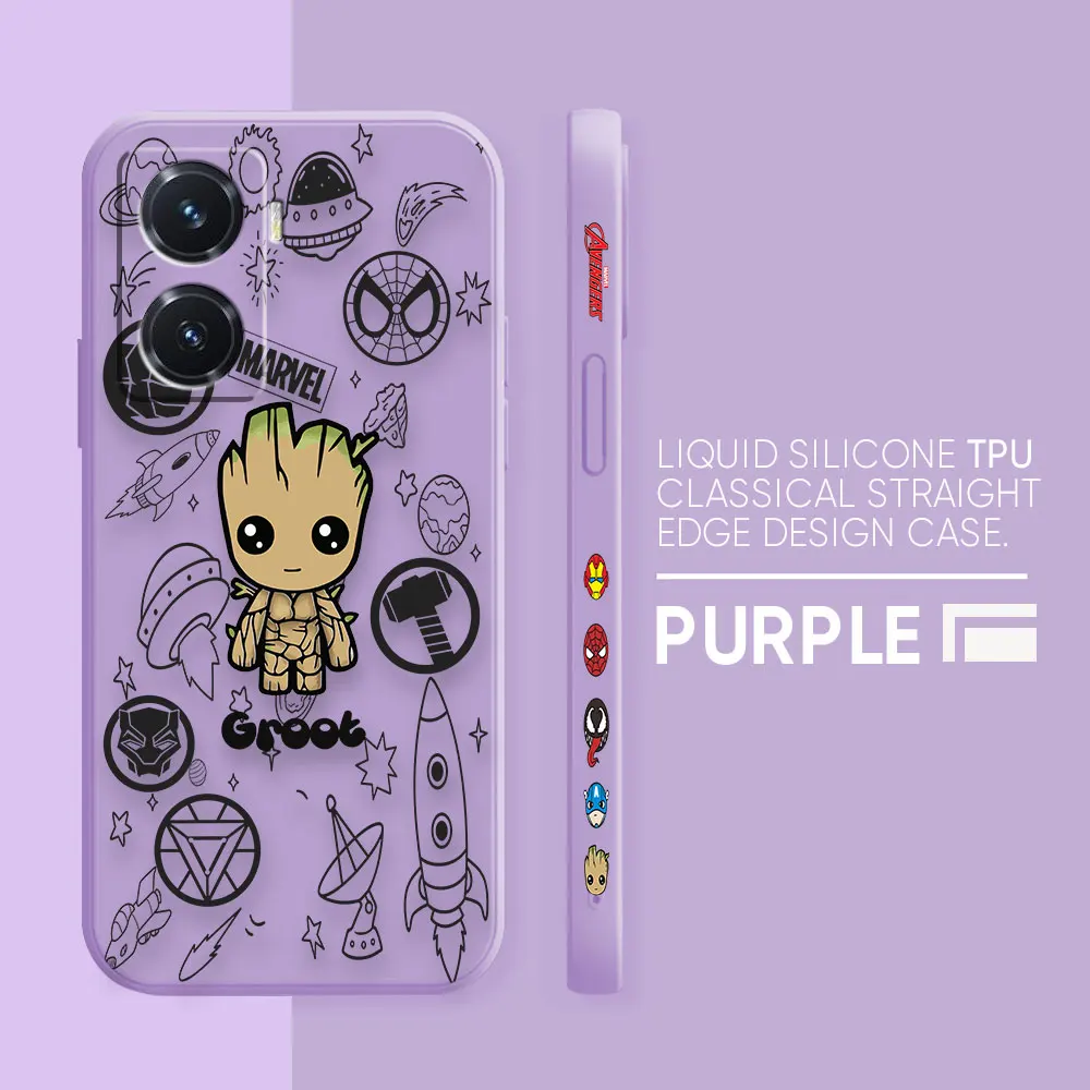 thumbnail image 1 of Case For VIVO Y55 Y52S Y53S Y66 Y55S Y73S 5G Y85 Y93 Y76 Y91 Colour Simple Liquid Silicone Shell Case Marvel Groot Baby Manga, 1 of 5