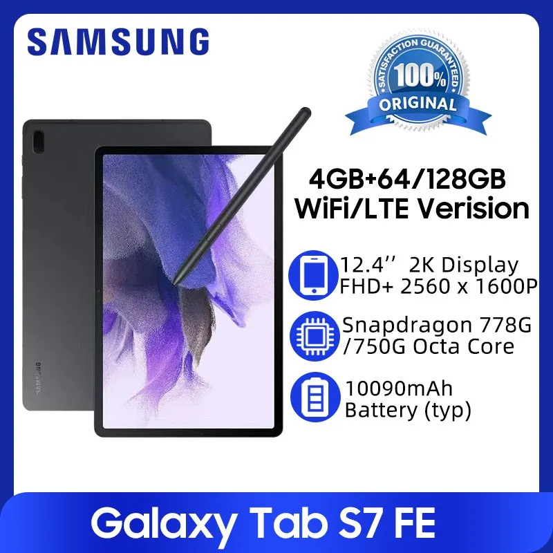 Samsung Galaxy Tab Tablet - Snapdragon Tablet Android 12.4\'\' Tablet S7 10090mah Fe Battery Tablets Display - Core 8mp 2k Camera AliExpress Octa