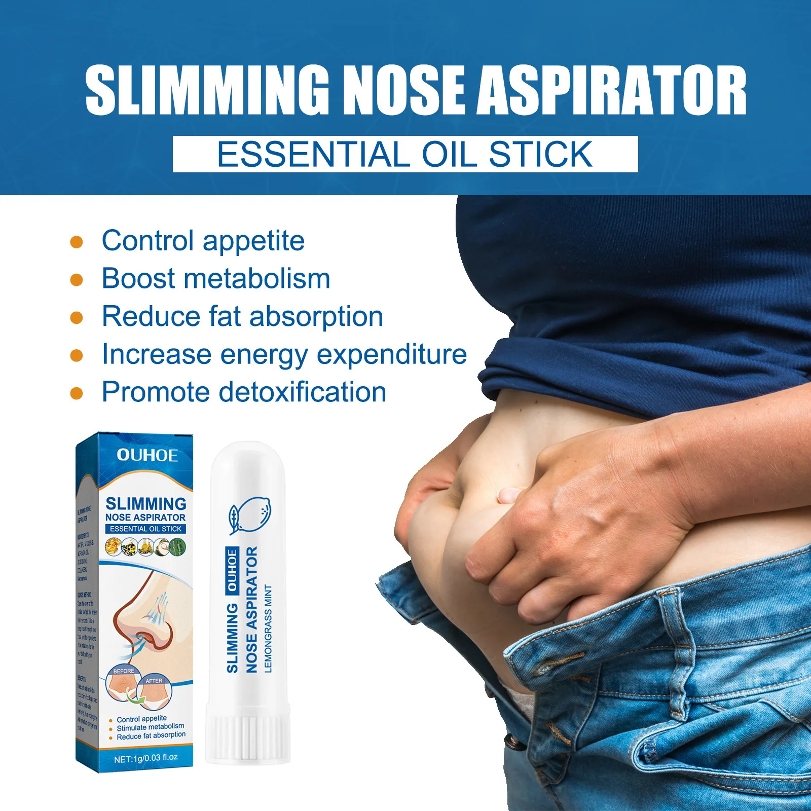 Neseinhalator for slanking, kroppsavgiftning, aromaterapi, fettforbrenning, vekttap, forming, fasthet, stram pust, nesepinne_voghion.com