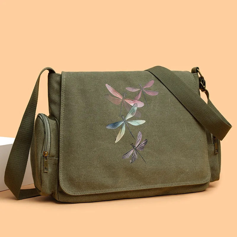 Hot Selling Cat and Dragonfly Pattern Single Shoulder Bag Large Capacity Messenger Crossbody Bag New Practical Style