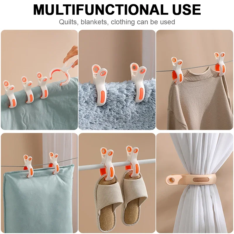 3pcs Clothes Pegs Plastic Hanger Clips Windproof Clothespins Home Large Clothes Clips for Drying