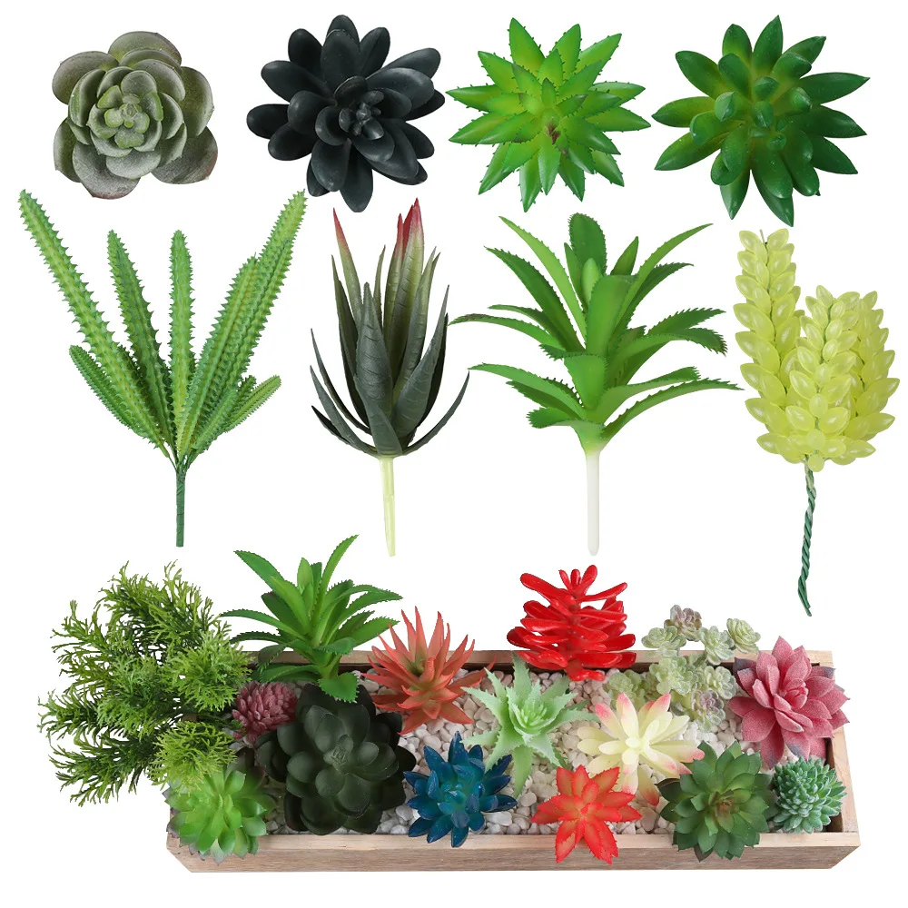 

20PCS DIY Simulated Succulent Plants Home Decoration Flowers Plastic Fake Green Plants Home Garden Decor Accessories