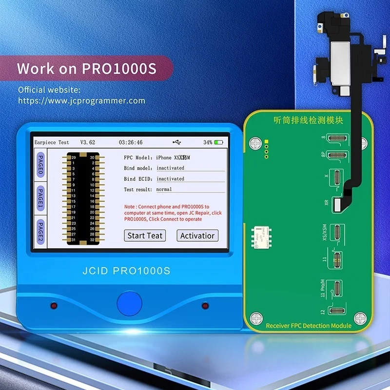 JC V1SE Pro1000S Arpiece Speaker Flex Cable Receiver Detection Board Test Sensor for iP 8 X XS 11 13 14 Pro Max TrueTone Repair