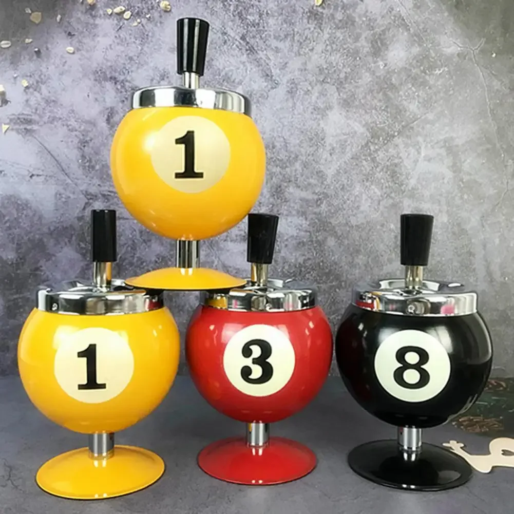 Ash Case Large Windproof Heat Resistant Three Bayonets with Lid Fashion Pool Billiard Ball Design Ashtray Ornament for Bar,silicone ashtray,air purifier ashtray,wood ashtray,cigarettes ashtray,portable ashtray,stainless steel ashtray,metal ashtray,ceramic ashtray
