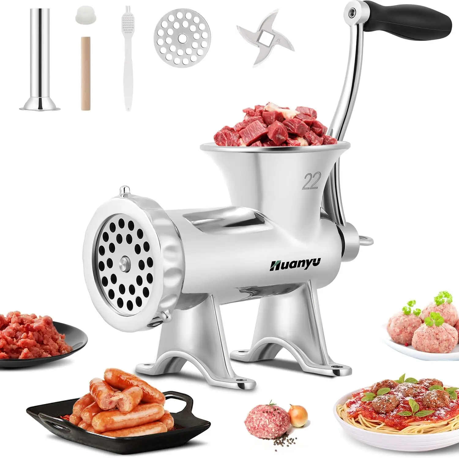 

Manual Meat Grinder Sausage Stuffer Stainless Steel Sausage Filler Commercial Meat Grinding Machine Household Pork Meat M