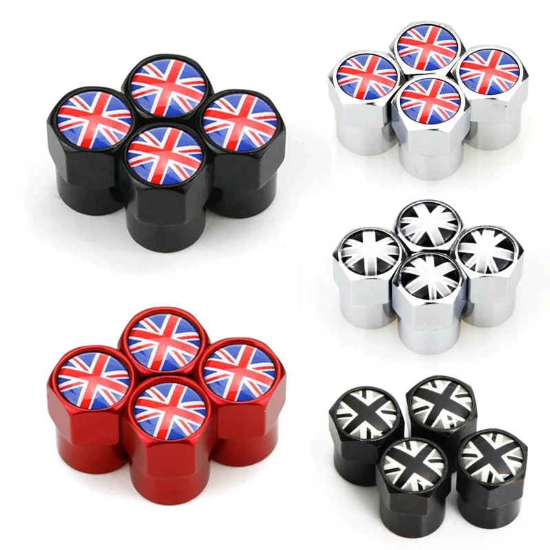 4Pcs Uk Flag Car Wheel Stelo Del Pneumatico Tappi Della Valvola Dell'Aria Coperture Per Mini Cooper S Jcw F55 R55 F56 F60 R56 R60 Accessori Auto Ester