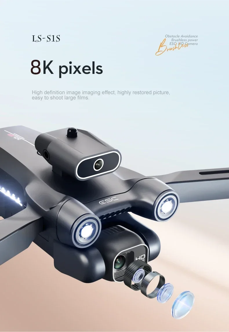 Description Picture 2 of itemNew Mini S1S Drone 6K/8K Professional HD Aerial Photography Intelligent Obstacle Avoidance Quadcopter Brushless Motor Drone Toys