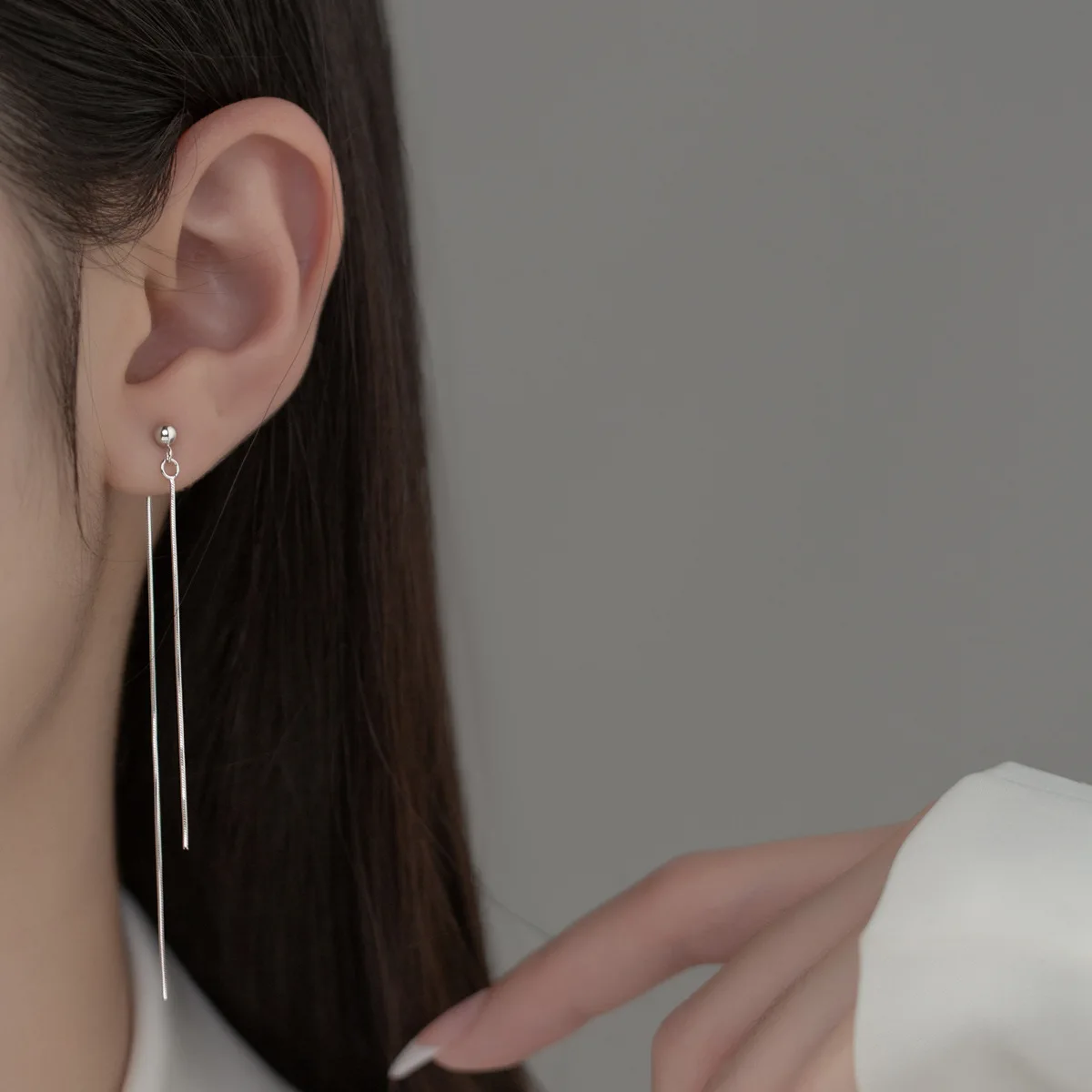 

Серьги-подвески из серебра 925 пробы женские, простые очень длинные висячие ювелирные украшения с передней и задней частью