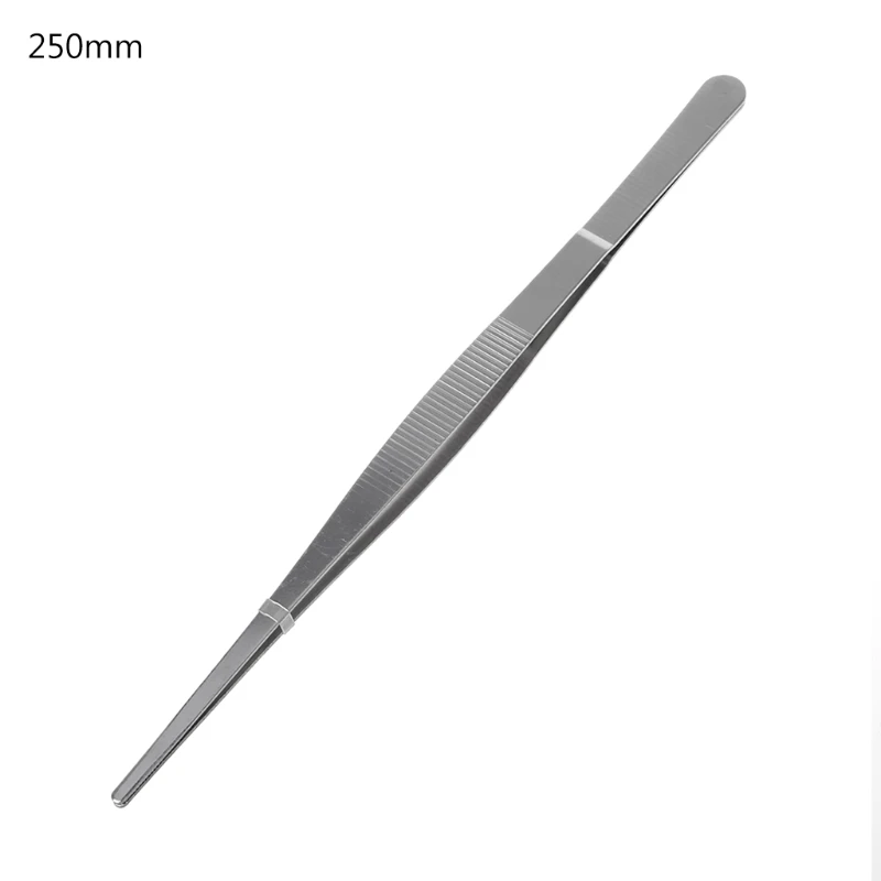 Barbecue Stainless Steel Toothed Tweezers Long Food Tongs Straight 5 Sizes barbecue tweezers