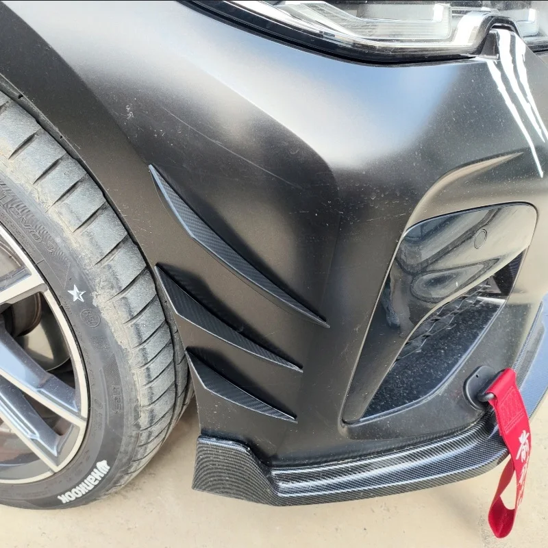 Set of Rubber Car Bumper Lip Protectors in Black Carbon Fiber Finish