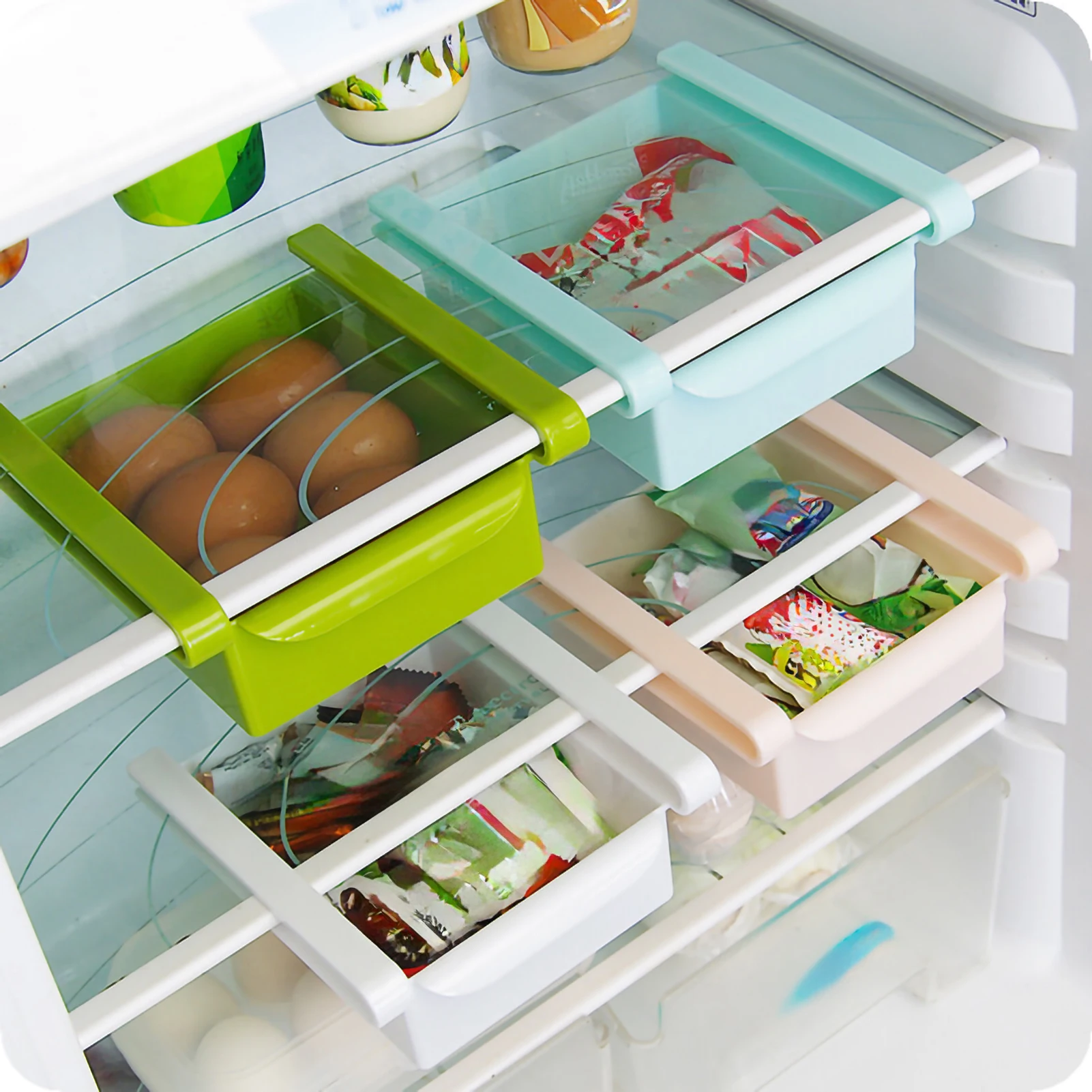 

Refrigerator Storage Box Fridge Plastic Organizer Retractable Drawer Container Shelf Fruit Egg Food Trays Kitchen Accessories