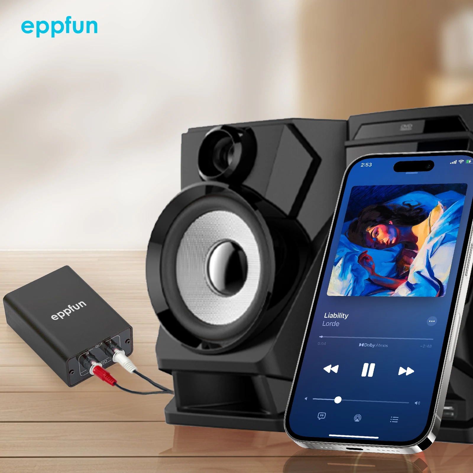eppfun Le Audio Bluetooth 5.4 Receiver with Aptx Lossless/LDAC, 96K/24bit Wireless Adapter with RCA