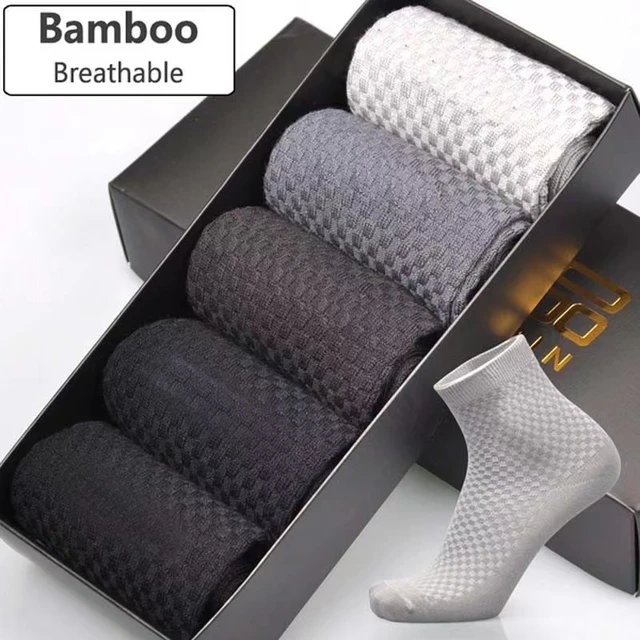 Comprar 5 pares de calcetines de fibra de bambú para hombre, calcetines de  compresión transpirables, calcetines informales de negocios, talla 38-45  para hombre