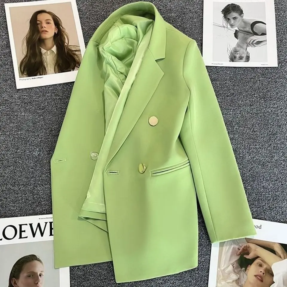 

New Spring Autumn Women Casual Blazers Coats Chic Loose Office Lady Solid Elegant Suit Tops