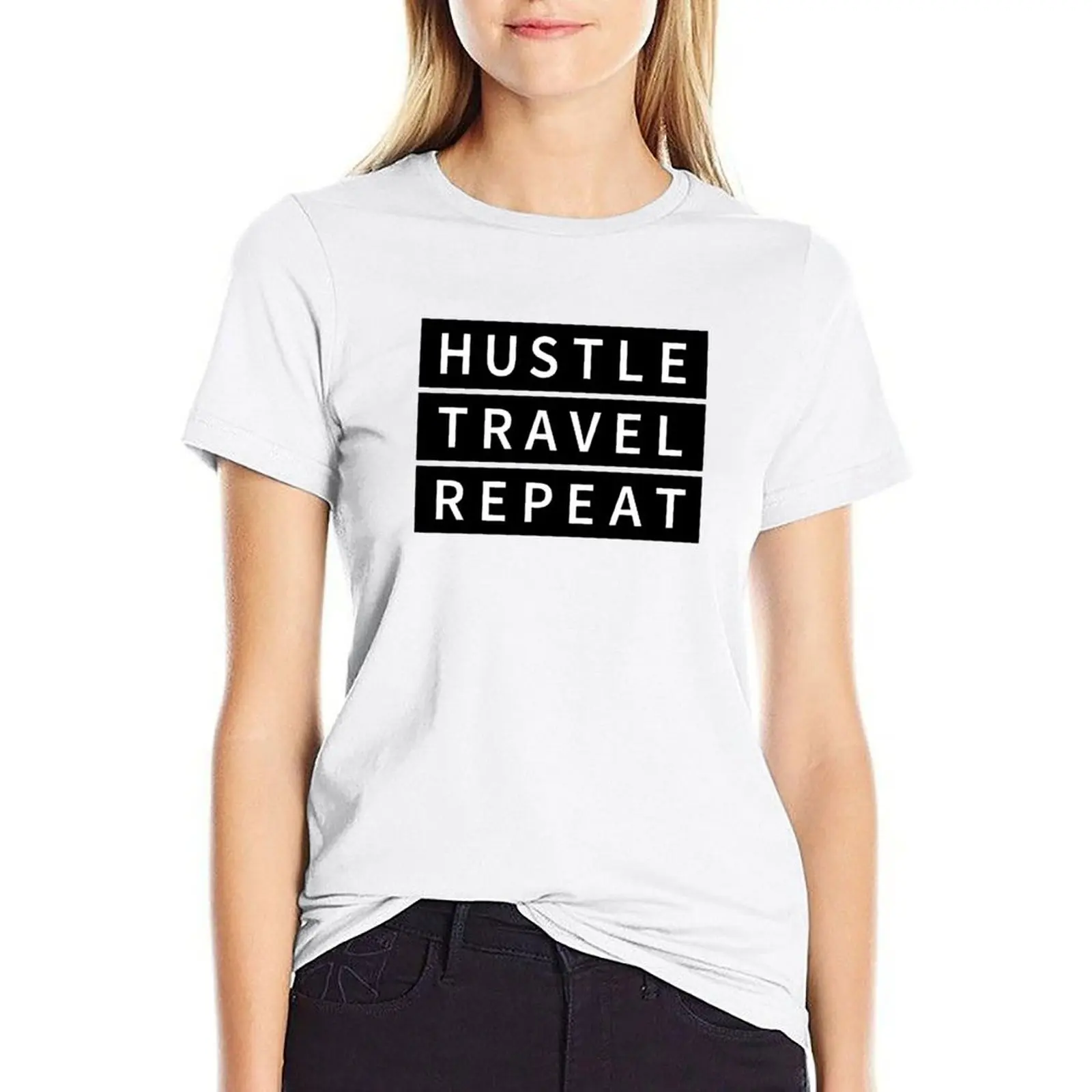 

Hustle Travel Repeat T-shirt Blouse korean fashion tshirts woman