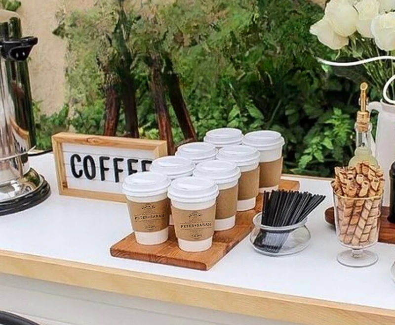 Personalized Disposable Ice Coffee Cup Sleeves Wedding Party Heat-Insulated Cup Holders... - SKU DCCS1225 - UGI Packaging