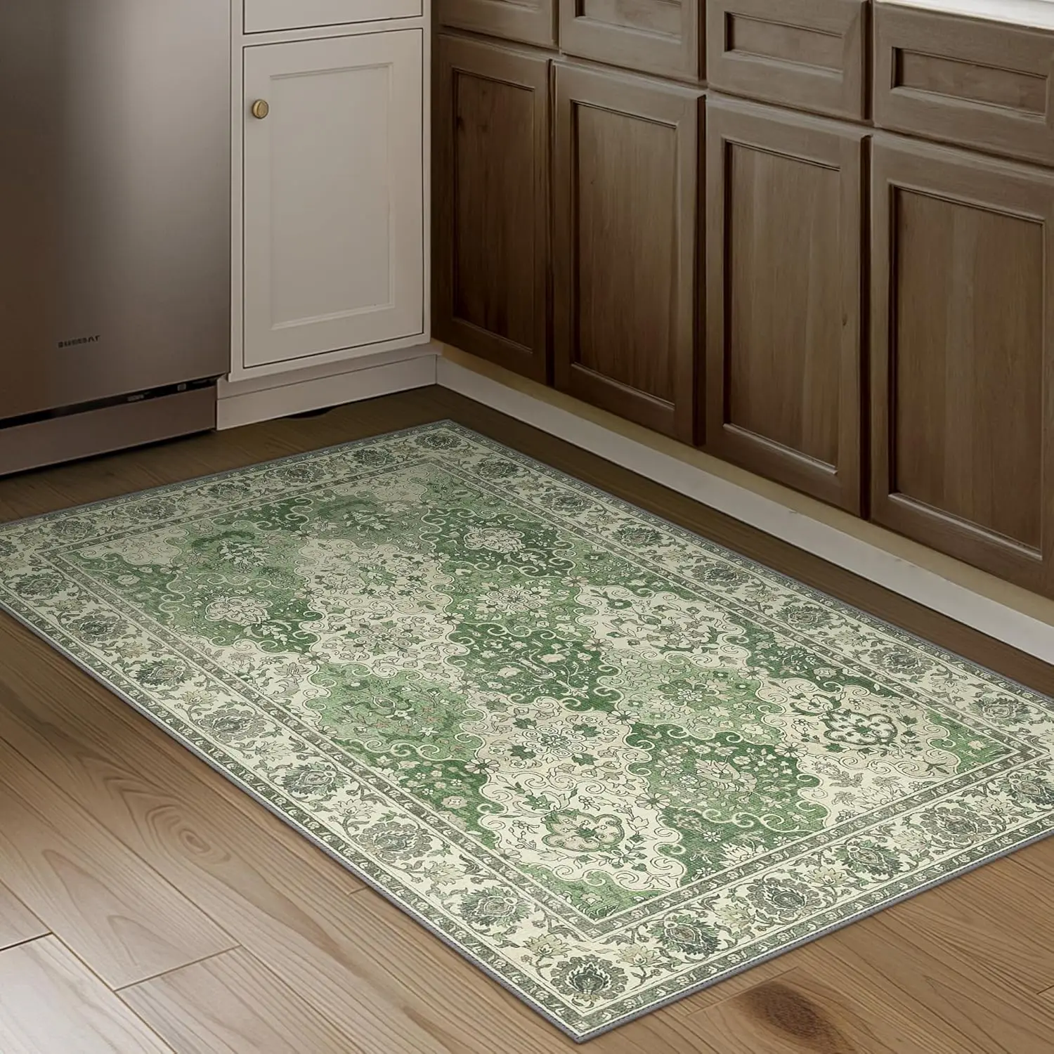 שטיח בוהו וינטאג' קולקציית חמדאן שטיח אזור שחור עיצוב אוריינטלי טיפוח קל אידיאלי לאזורים סלון חדר שינה עיצוב בית