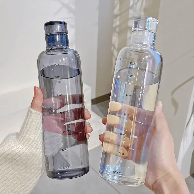 시간 표시가 있는 500ml 우아한 누출 방지 물병 매일 수분을 공급 피트니스 및 야외 모험을 위한 경량 및 휴대용