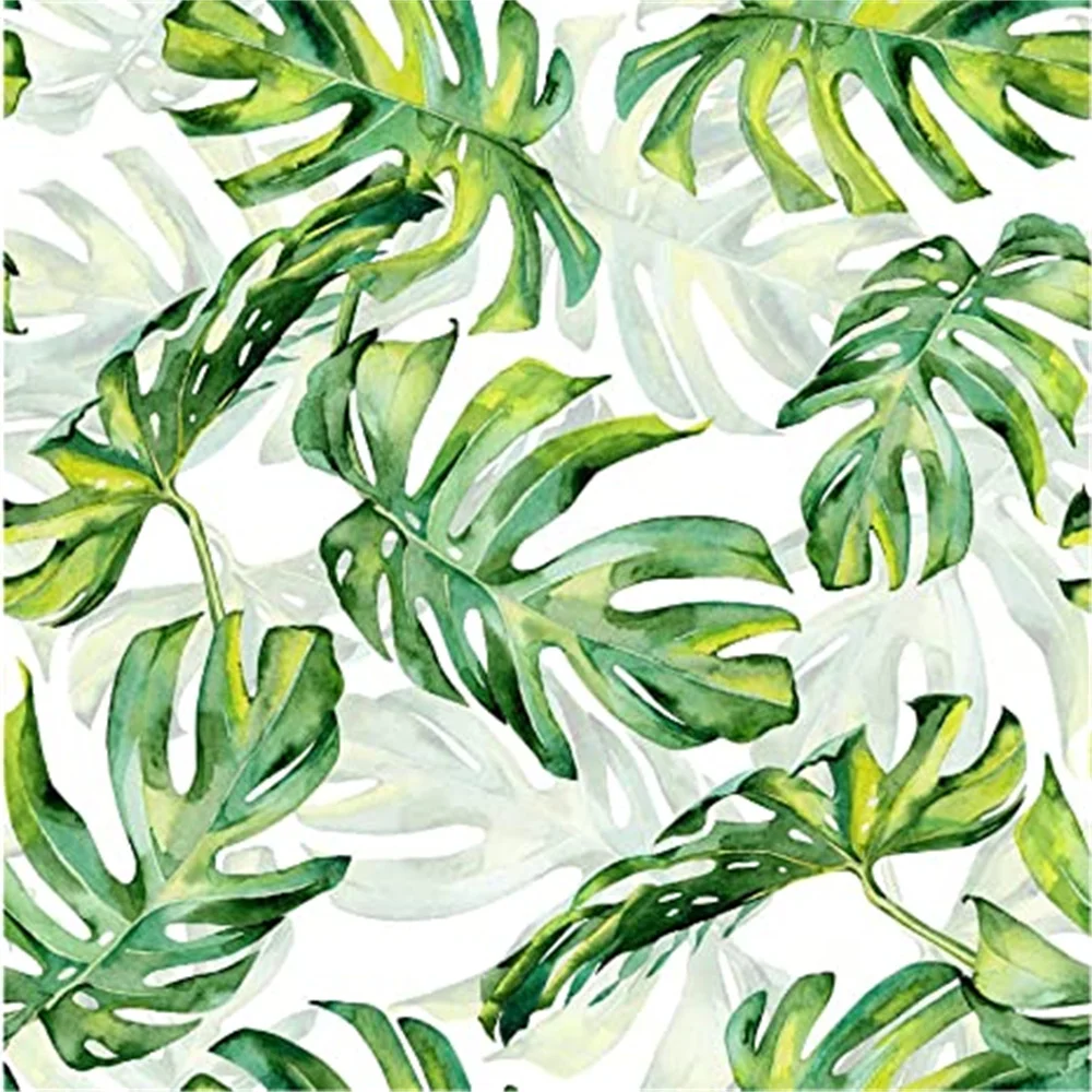 

Tropical Green Leaf Peel and Stick Wallpaper Palm Leaves Self-Adhesive Removable Drawer Contact Paper for Living Room DIY Decor