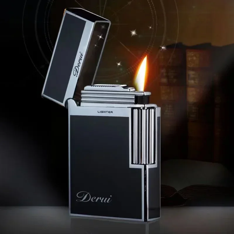 Derui Metal Gas Lighter Creative Windproof Grinding Wheel Butane Lighter Men's Fun Gift Cigarette Accessories Tool Gift butane gas lighter cigarette lighter