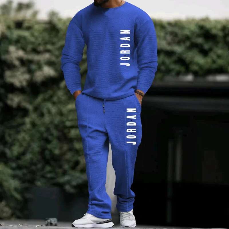 

2023 Cross border Spring and Autumn Round Neck Long Sleeve Pants Casual Sports Set for Men