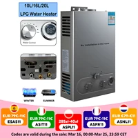 Chauffe-eau au gaz de pétrole liquéfié au Propane, 10/16/20l, Kit de chaudière en acier inoxydable pour l'extérieur, la maison et le Camping 1