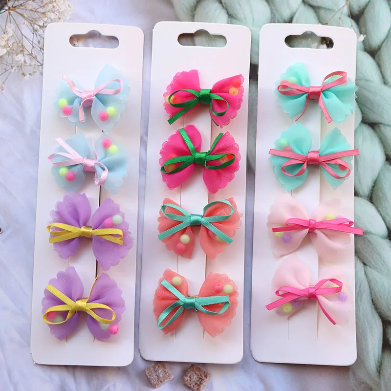 

4Pcs Baby Girls Hair Clips Colorful Bead Yarn Hair Bows Duckbill Clip Children Fashion Hairpins Barrettes Kids Hair Accessories