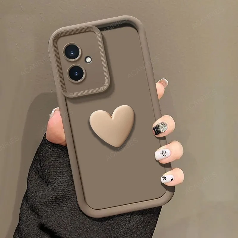 3D Cute Love Heart Silicone Matte Soft Back Cover Case