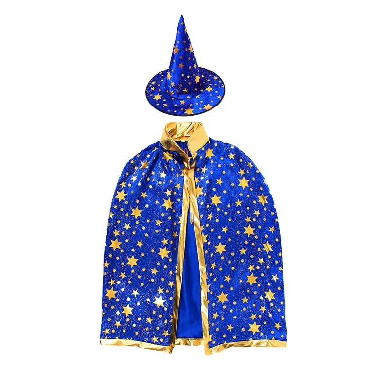 Halloween Costume Cloak & Hat Set for Kids – Witchy Cosplay Outfit with Five-Star Design