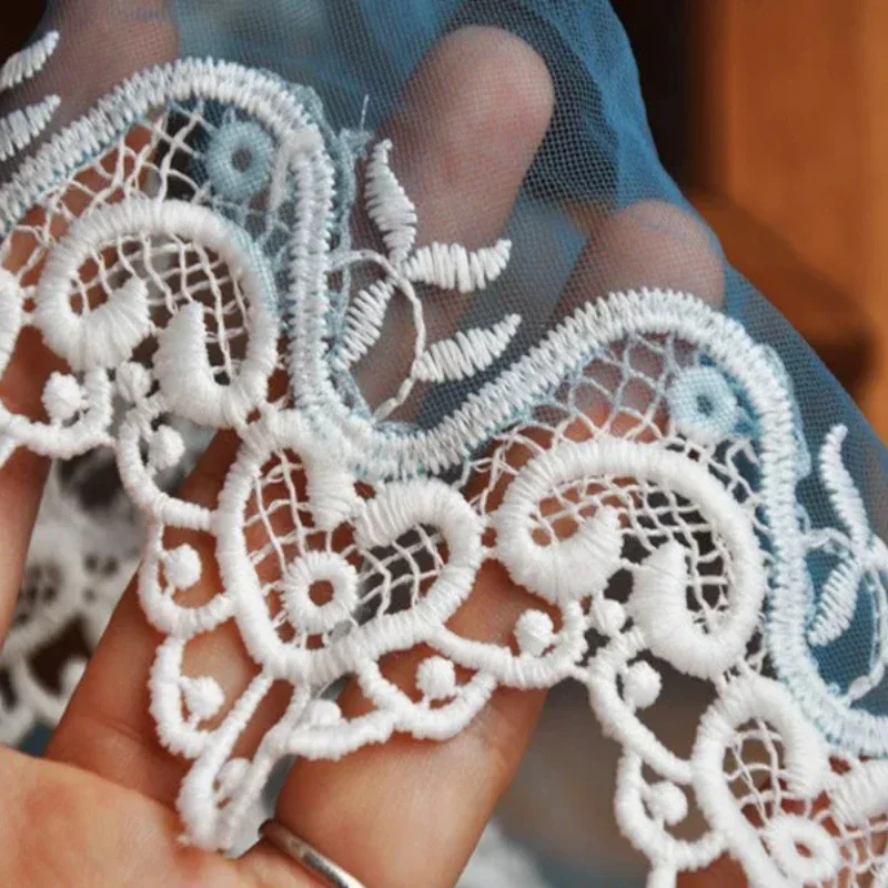 18cm di larghezza Tulle 3D ricamato fiore in rilievo tessuto di pizzo per cuco accessori per cucire frangia abo da sposa per artigianato