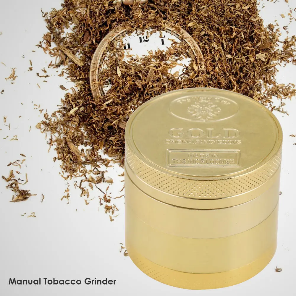 

WE PUFF Gold Dry Herb Smoke Grinder Zinc Alloy 4 Layers 40mm Manual Grinding Tobacco Crusher Grinders for Smoking Accessories