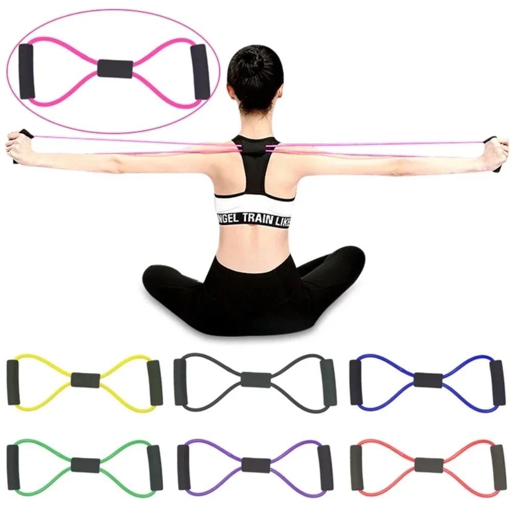 8 Word Chest Expander Rope Resistance Bands Yoga Fitness Resistance Workout Muscle For Gym Exercise Fitness Rubber Elastic Bands